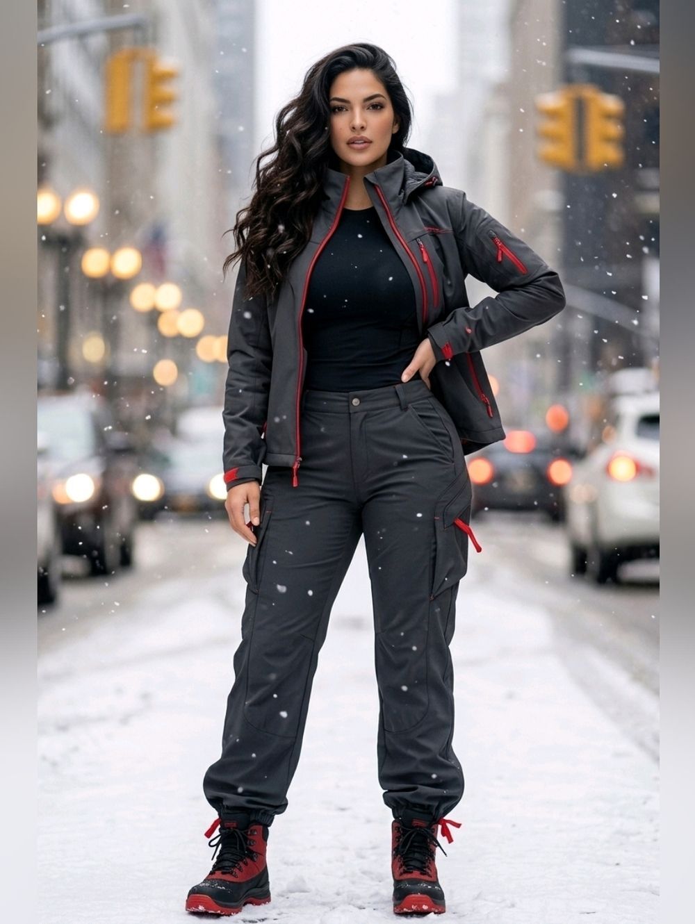 🔹️Nike Black & Red Dri-Fit Dance/Hiking Cargo Pants Small